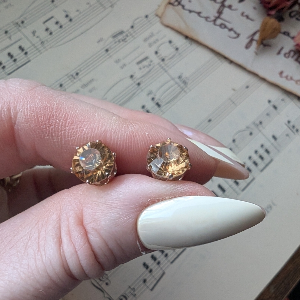 Amber Crystal Stud Earrings - Women Jewelry